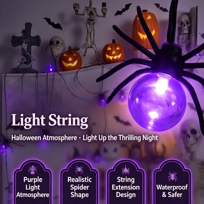Ac Outdoor Power - Battery Powered Spider LED String Lights,