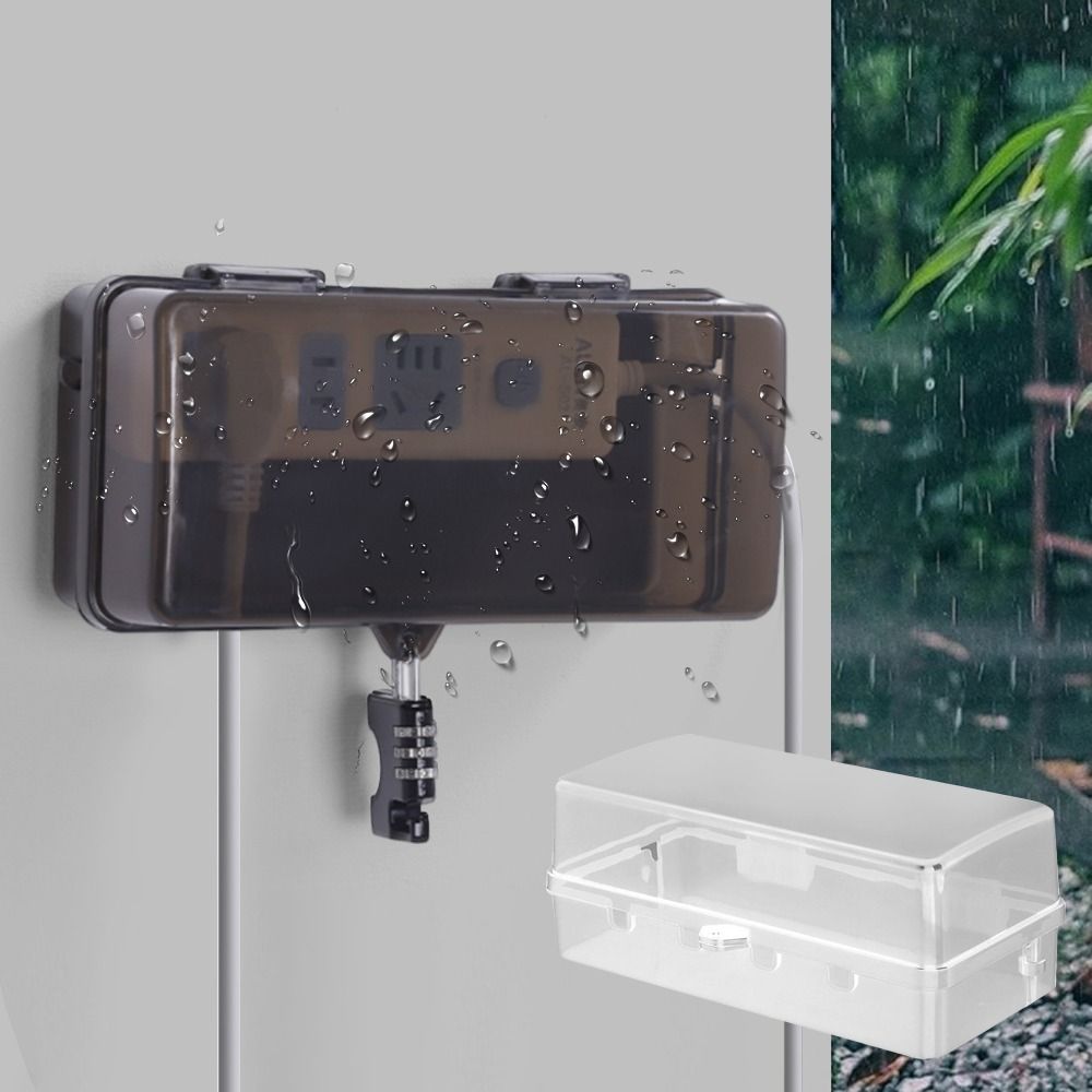 Outdoor Power Strip With Cover - Durable Plastic Plug Box Anti-theft Weatherproof