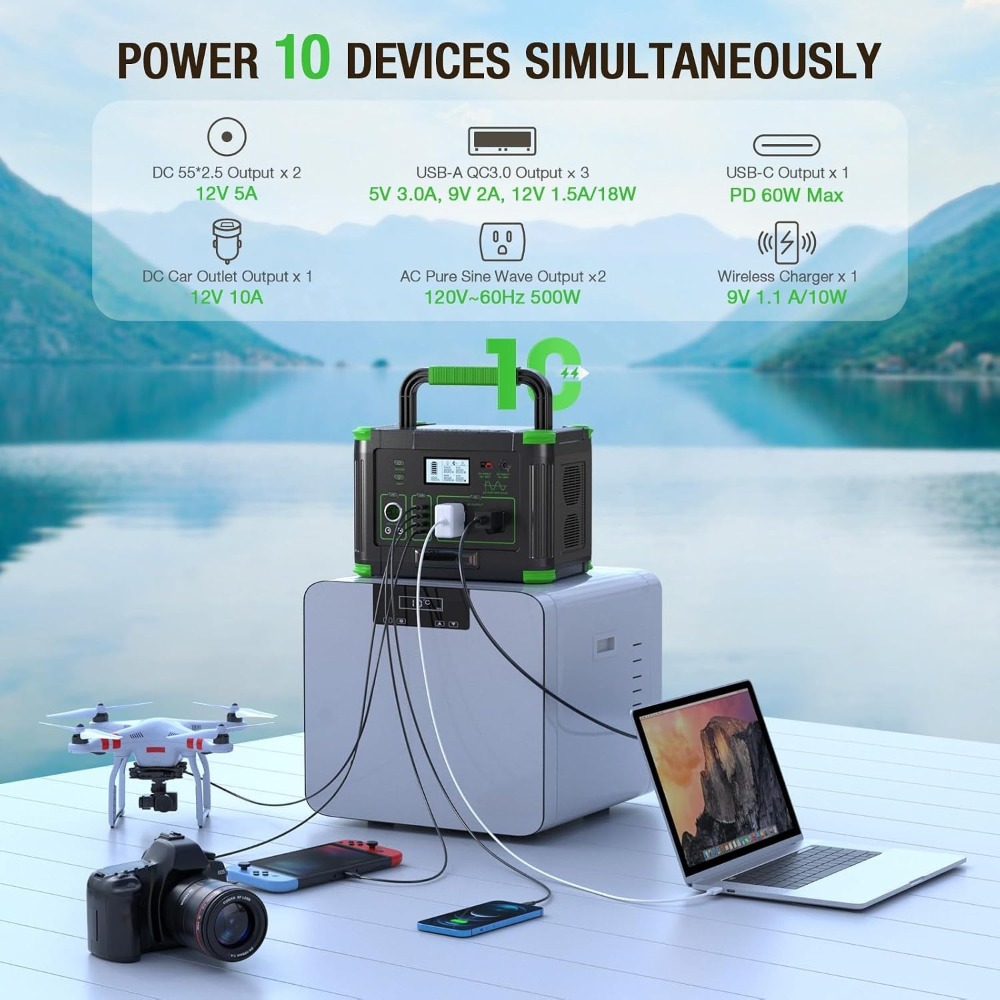 519.48Wh LiFePO4 Portable Powe - Ac Outdoor Power ulasan dan harga