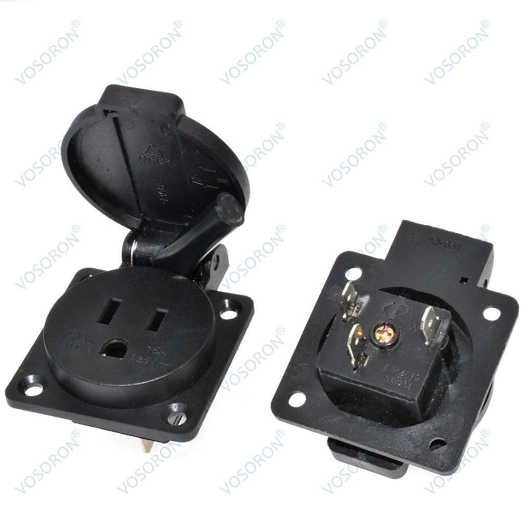 Black 125V 15A 20A IP44 CE Ame - Outdoor Power Receptacle ulasan dan harga