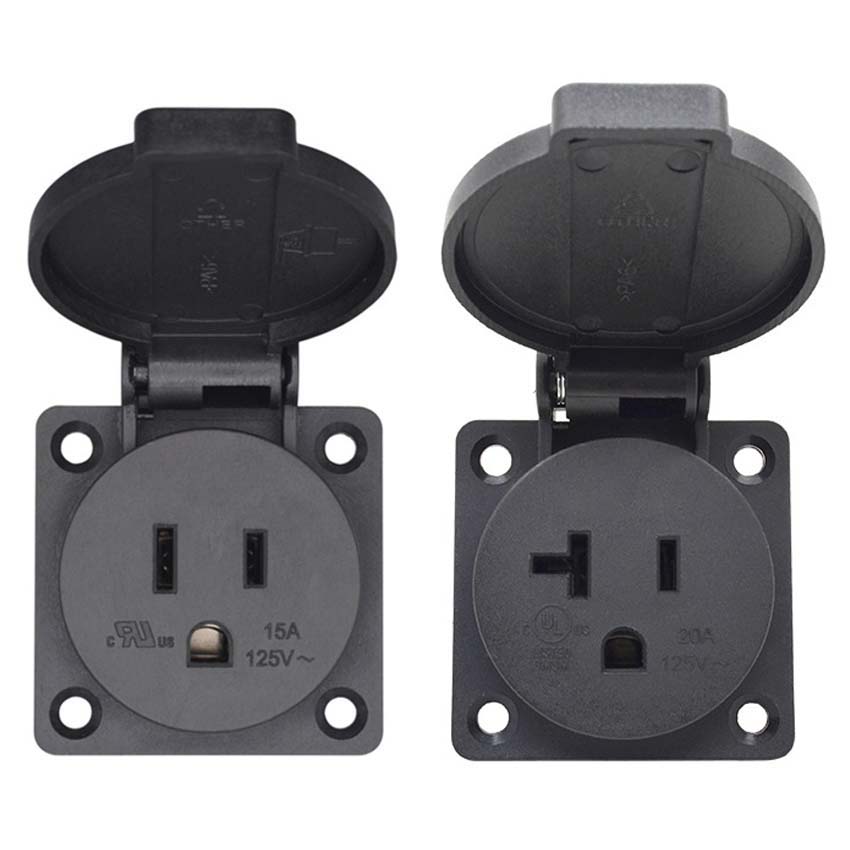 Black 125V 15A 20A IP44 CE Ame - Outdoor Power Receptacle ulasan dan harga
