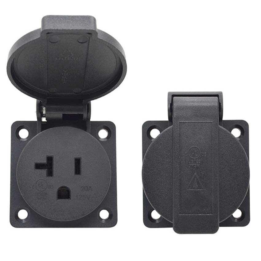 Black 125V 15A 20A IP44 CE Ame - Outdoor Power Receptacle ulasan dan harga